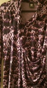 Sexy faux purple leopard wrap top